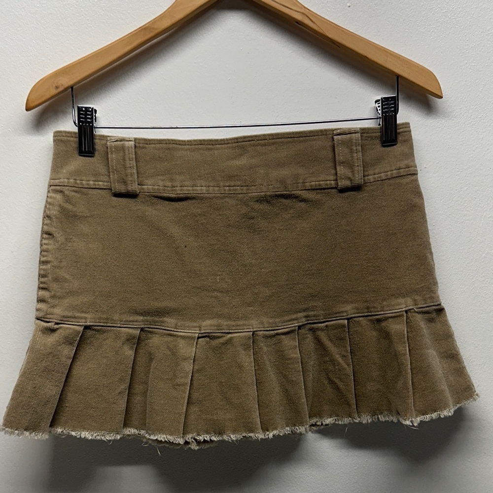 Vintage Rue 21 Low Rise Micro Mini Skirt Pleated Corduroy Tan Brown Size Medium - Picture 4 of 8